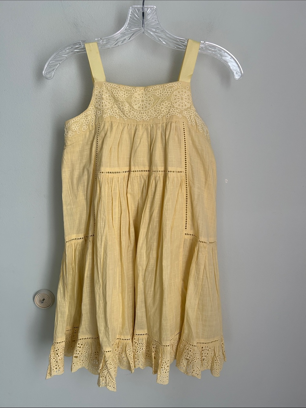 Reiss Pale Yellow Eyelet Cotton Sundress